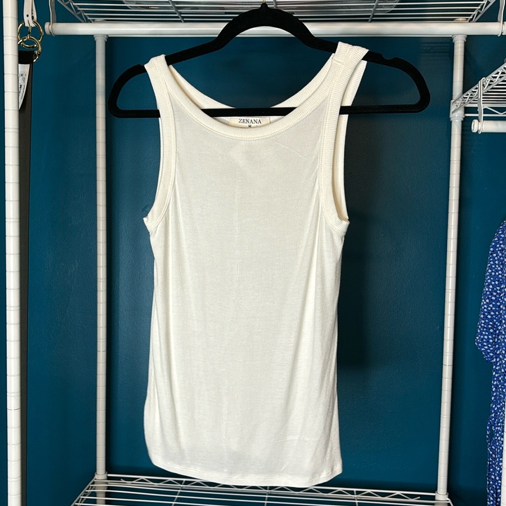 Zenana ribbed cream tank top
